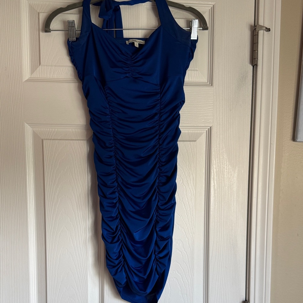 🎄 3/$15 Charlotte Russe Royal Blue Ruched Midi Dress